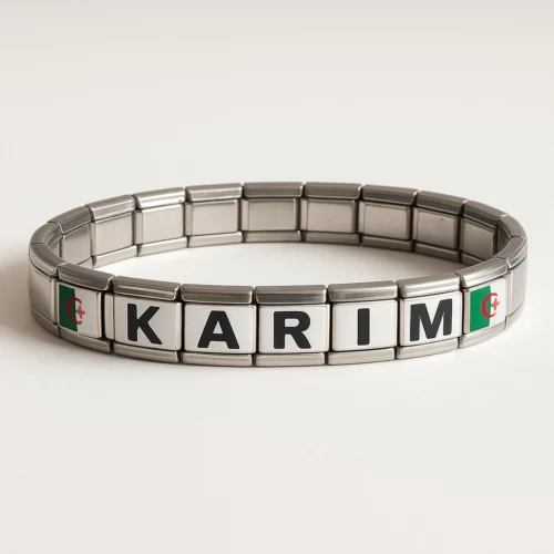bracelet-maillon-acier-argente-drapeau-algerie-style-italien-nominiz