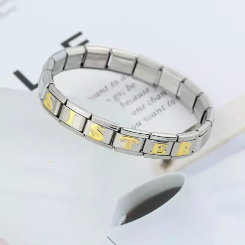 Bracelet italien avec prénom en lettre dorées